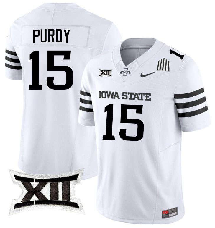 Brock Purdy Jersey,Iowa State Cyclones #15 Brock Purdy College Jersey Youth-2024 White